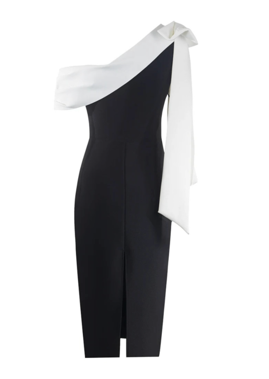 Lyriel - Een-Schouder Strik Midi Jurk met Splits